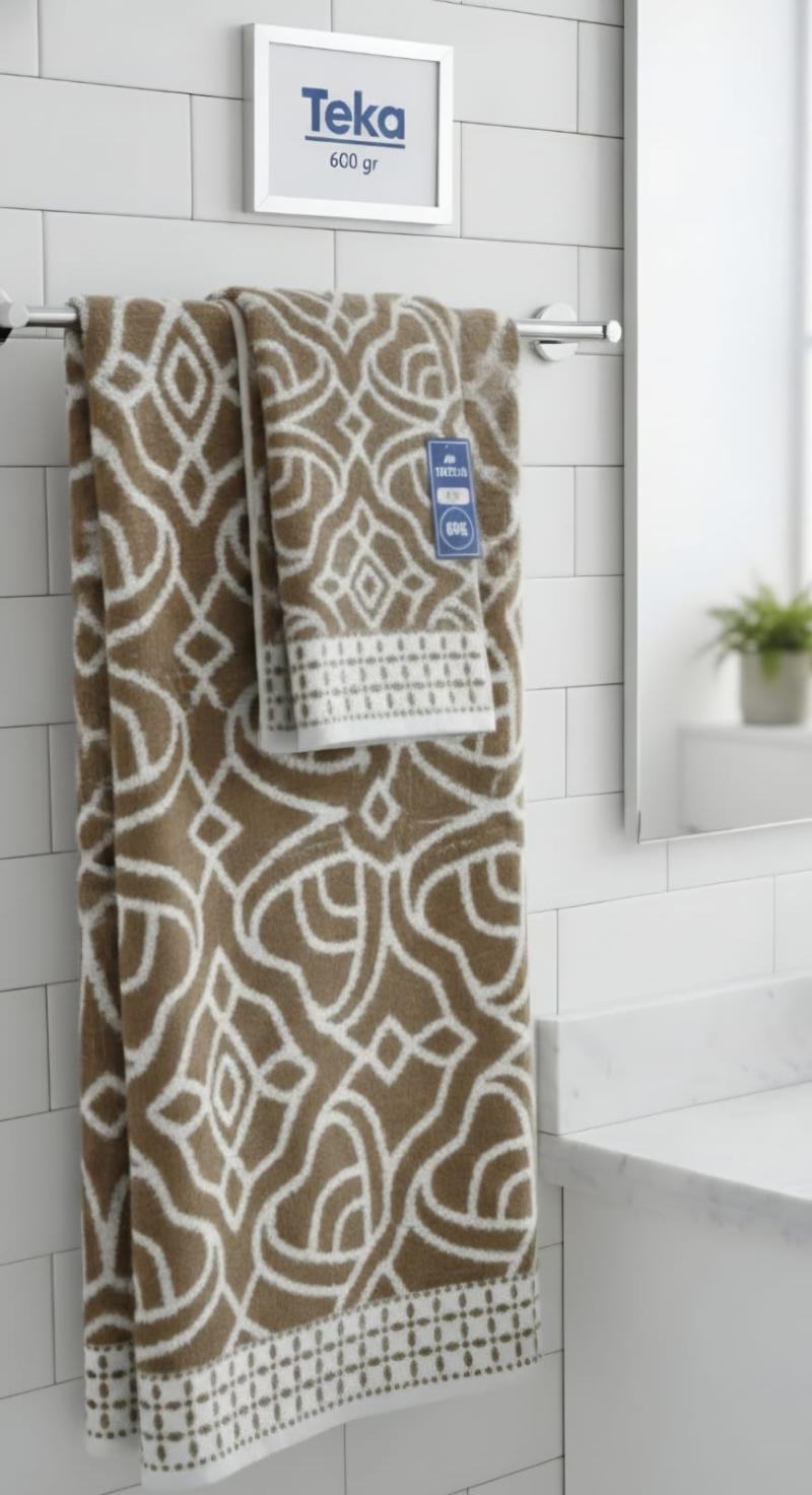 Juego de Toalla y Toallón Jackard Estampado 500G con Guarda - Teka