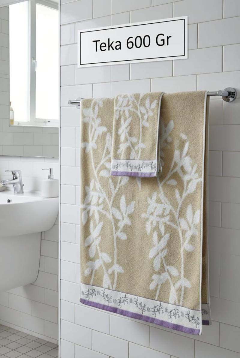 Juego de Toalla y Toallón Jackard 600G Estampado con Guarda - Teka