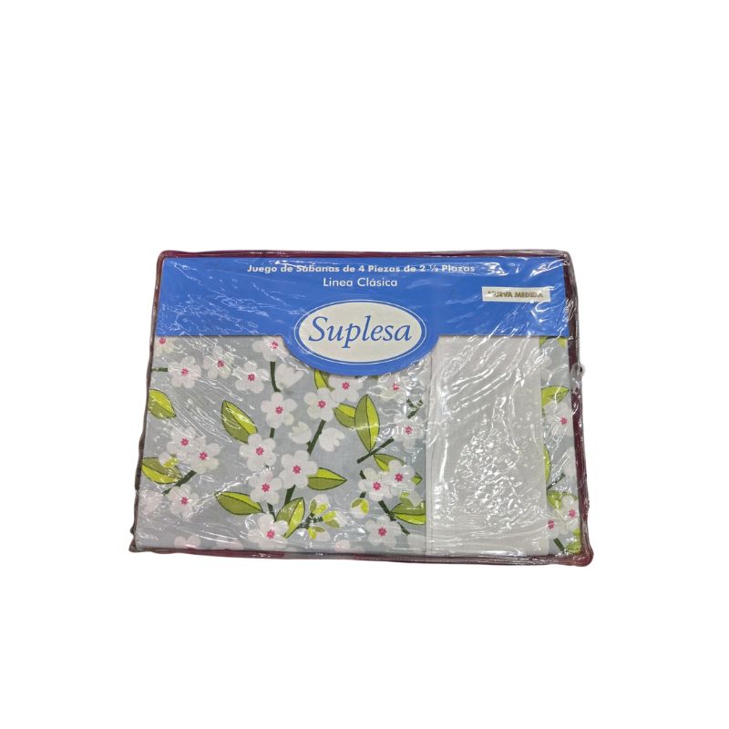 Juego de Sábanas 100% Algodón - 2 1/2 plazas - Suplesa
