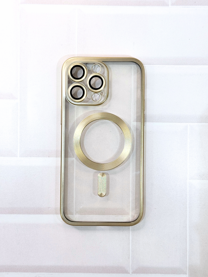 FUNDA TRANSPARENTE BORDE METAL CON MAGSAFE IPH 12 PRO