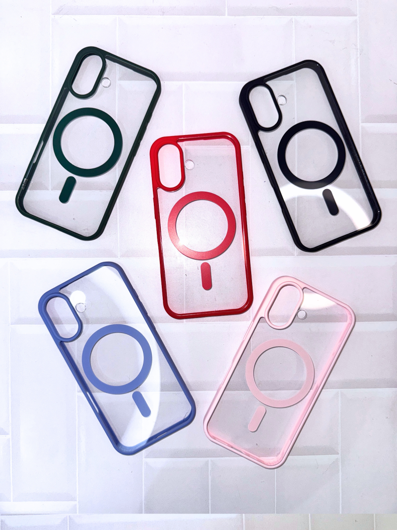 FUNDA TRANSPARENTE BORDE COLOR CON MAGSAFE IPH 15 PLUS