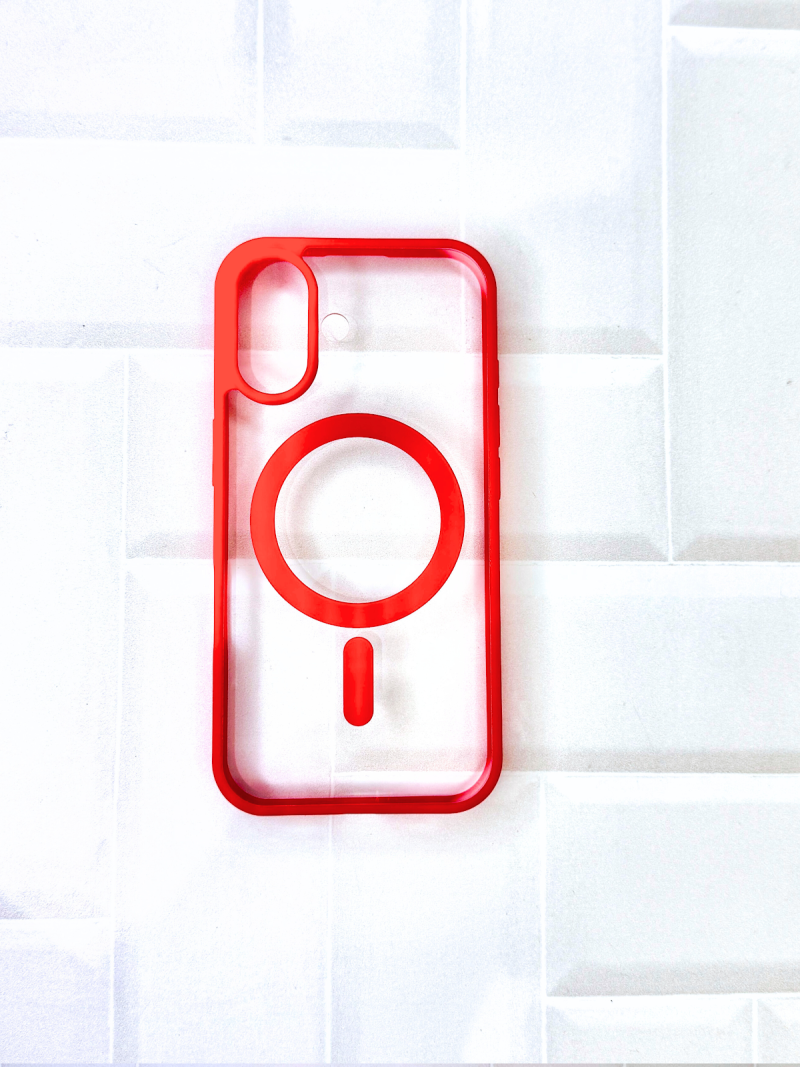 FUNDA TRANSPARENTE BORDE COLOR CON MAGSAFE IPH 15 PLUS