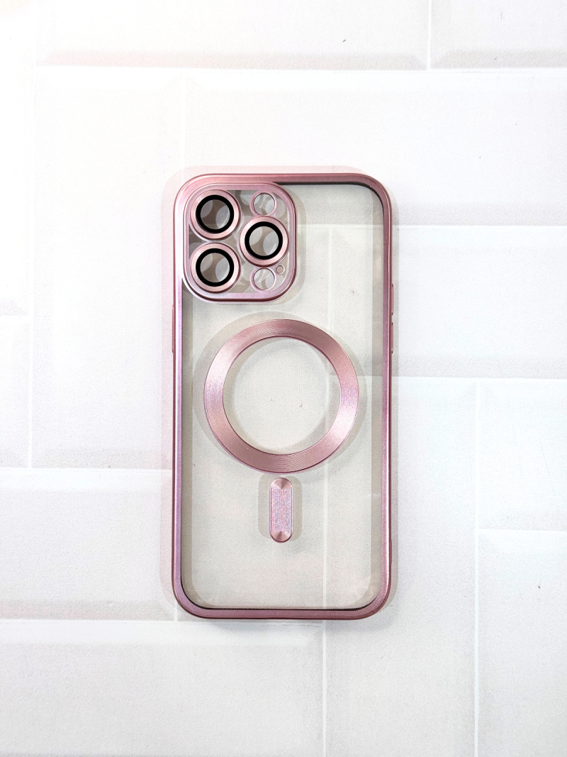 FUNDA TRANSPARENTE BORDE METAL CON MAGSAFE IPH 16 PRO MAX