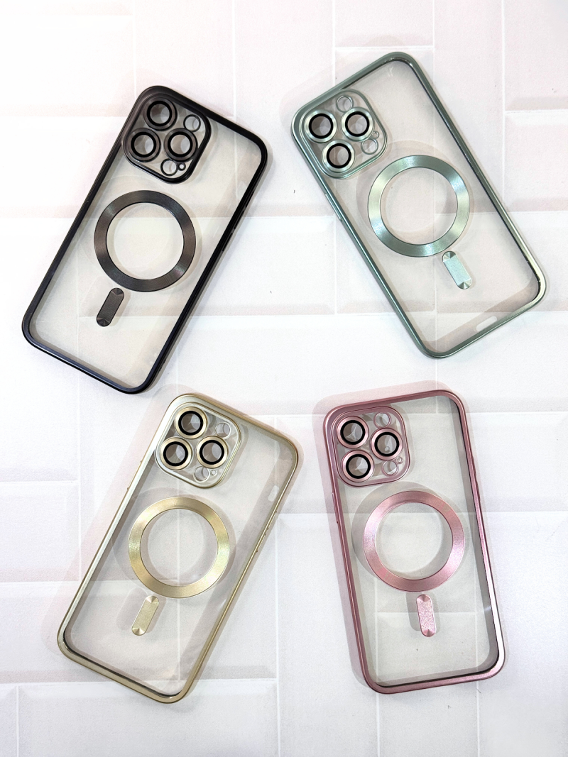 FUNDA TRANSPARENTE BORDE METAL CON MAGSAFE IPH 16