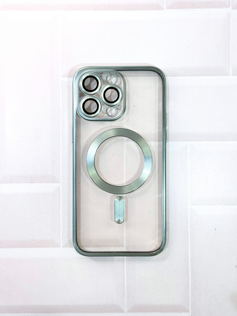 FUNDA TRANSPARENTE BORDE METAL CON MAGSAFE IPH 12 PRO MAX