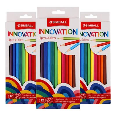 LAPIZ DE COLOR SIMBALL INNOVATION X12 PACK X 12 ESTUCHES