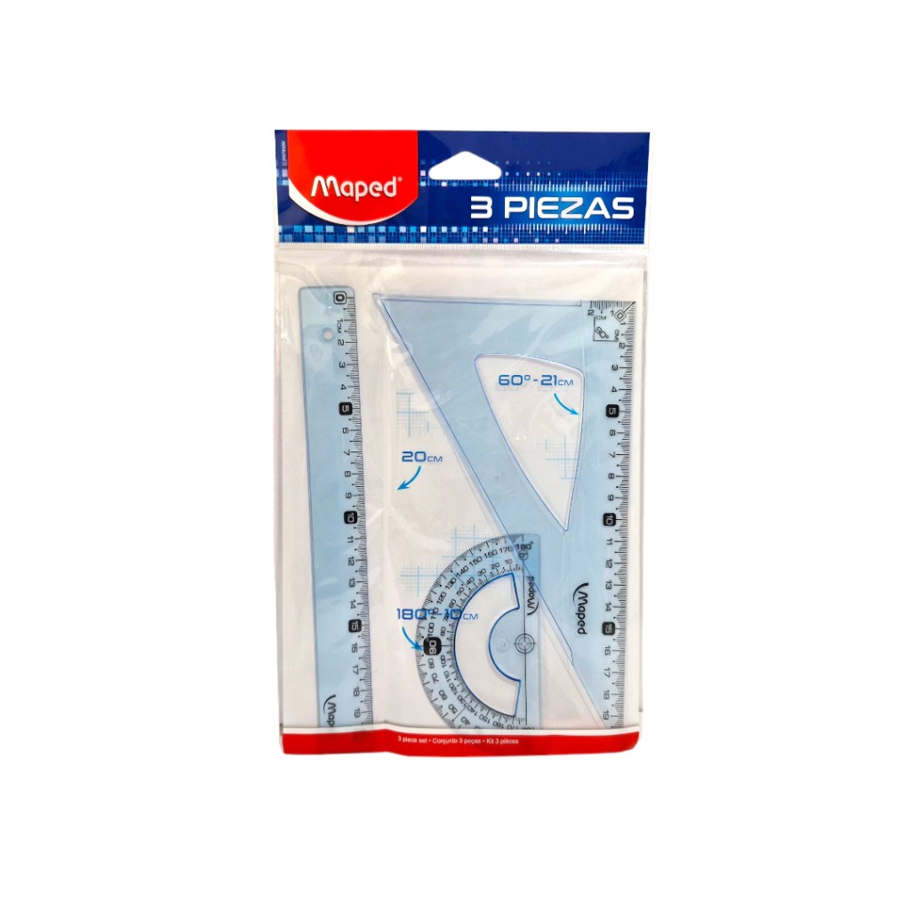 SET GEOMETRICO MAPED ACRILICO X3 PIEZAS 20CM