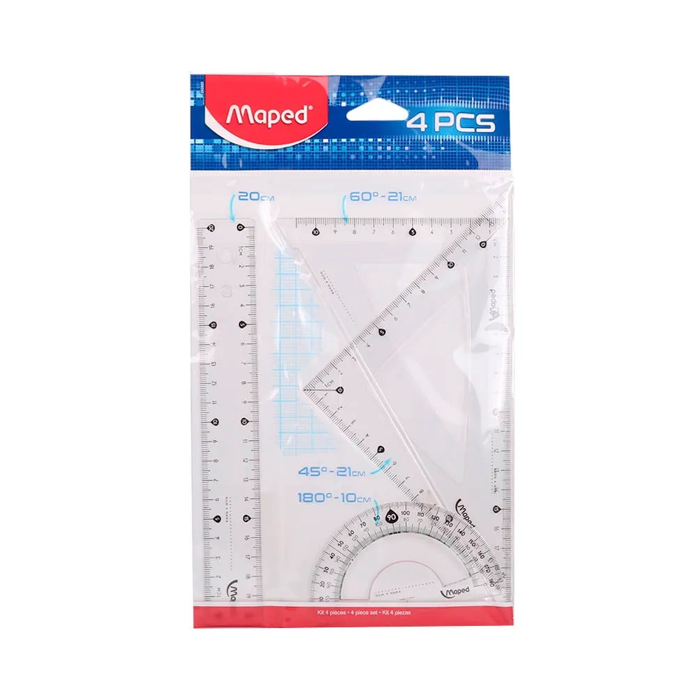 SET GEOMETRICO MAPED ACRILICO X4 PIEZAS 20CM