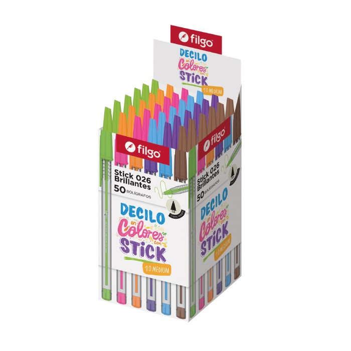 PACK BOLIGRAFO STICK 026 COLORES SURTIDOS BRILLANTES X50U