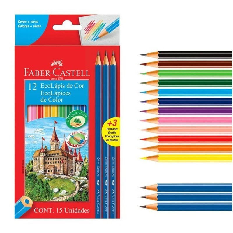 LAPIZ COLOR FABER CASTELL X12 +3 GRAFITO