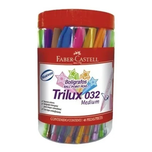 PACK BOLIGRAFO FABER CASTELL TRILUX COLORES 032 TUBO X48 UNI
