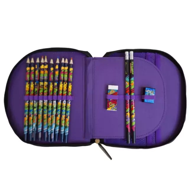 CARTUCHERA 1 PISO CRESKO PVC TORTUGA NINJA C/UTILES 3/36 2025 /TN129