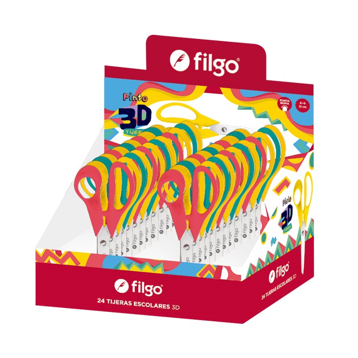 PACK TIJERA ESCOLAR FILGO 3D X24