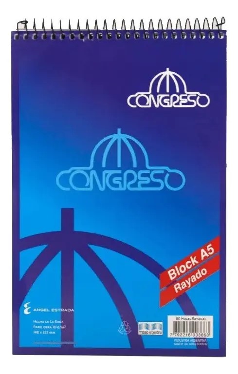 BLOCK ANOTADOR A5 CONGRESO C/ ESPIRAL X80HJS