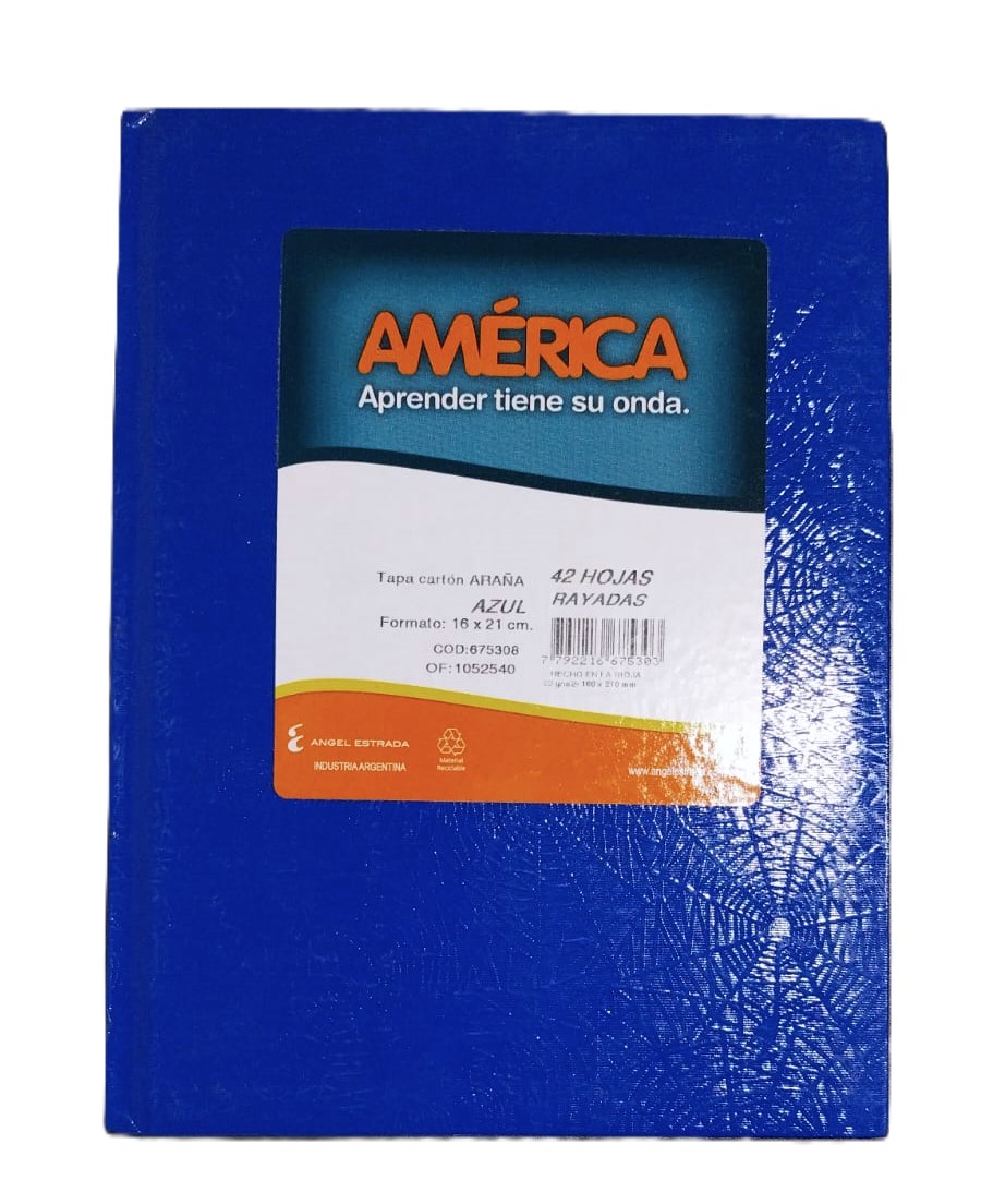 CUADERNO ARAÑA 16X21 (1) AMERICA X42 HJS RAYADO COLORES SURTIDOS