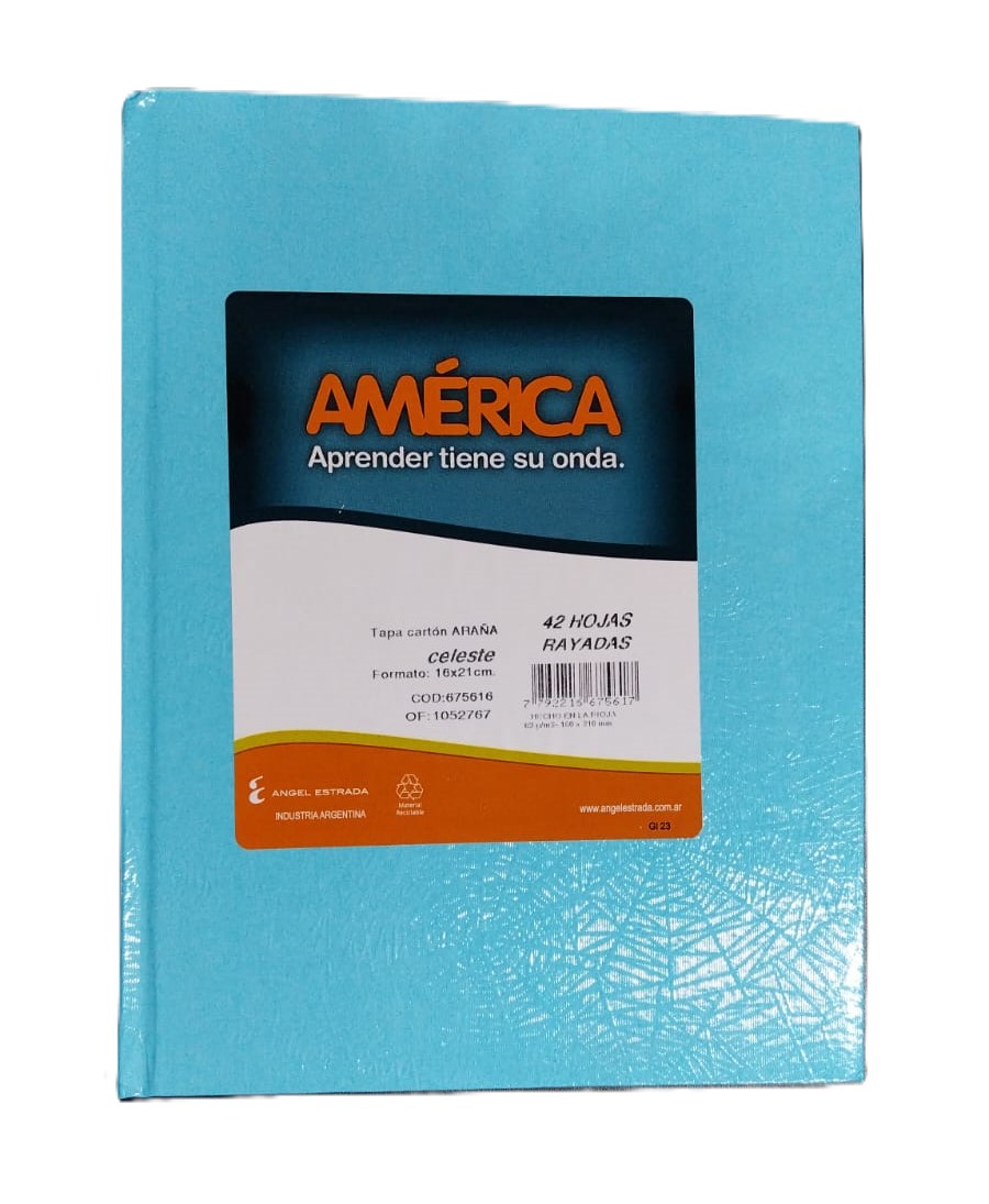 CUADERNO ARAÑA 16X21 (1) AMERICA X42 HJS RAYADO COLORES SURTIDOS