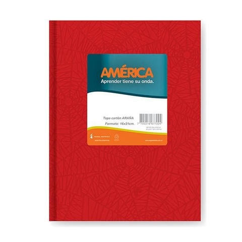 CUADERNO ARAÑA 16X21 (1) AMERICA X42 HJS RAYADO COLORES SURTIDOS