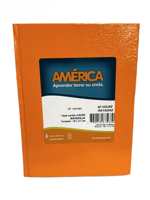 CUADERNO ARAÑA 16X21 (1) AMERICA X42 HJS RAYADO COLORES SURTIDOS