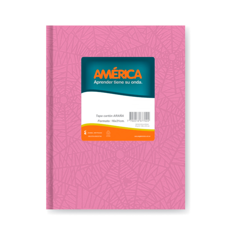 CUADERNO ARAÑA 16X21 (1) AMERICA X42 HJS RAYADO COLORES SURTIDOS