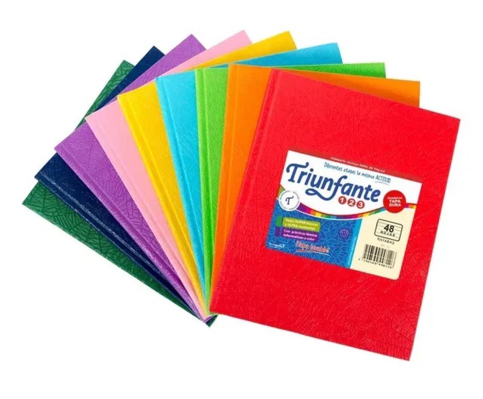 CUADERNO ARAÑA 19X24 (N°3) TRIUNFANTE X48 HJS RAYADA COLORES SURT XU