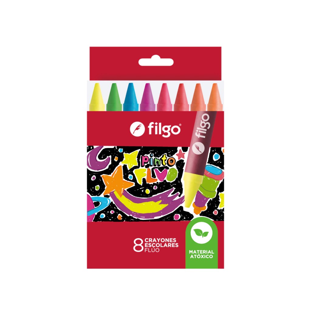 CRAYONES DE CERA FILGO PINTO FLUO X8
