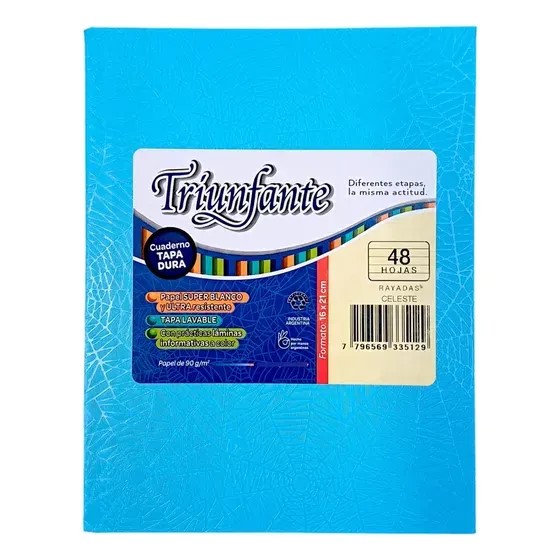 CUADERNO ARAÑA 16X21 (N°1) TRIUNFANTE X48 HJS COLORES SURT XU