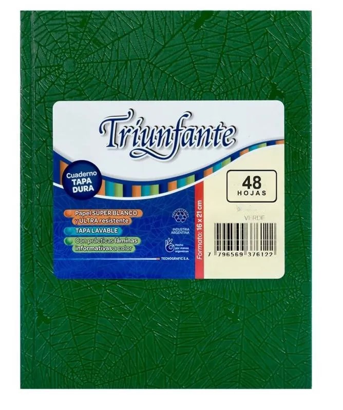 CUADERNO ARAÑA 16X21 (N°1) TRIUNFANTE X48 HJS COLORES SURT XU