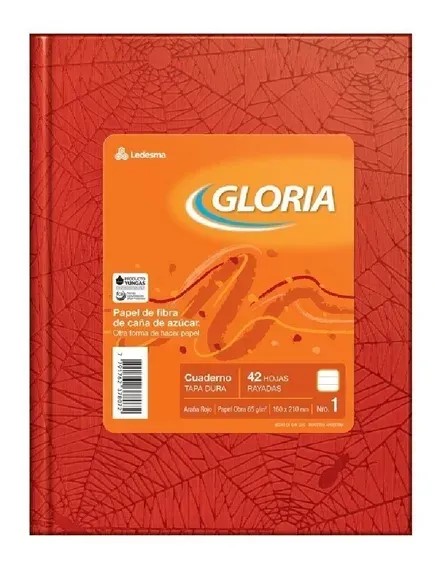 CUADERNO ARAÑA 16X21 (N°1) GLORIA X42HJS RAYADAS COLORES SURT XU