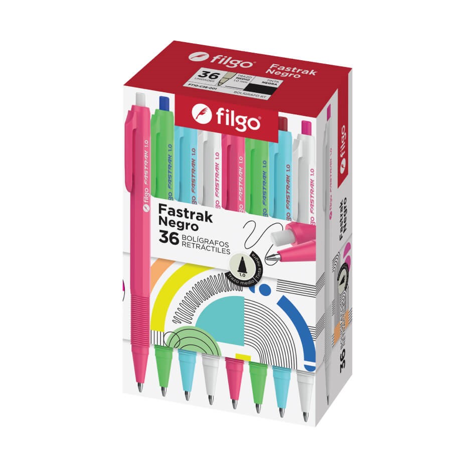 BOLIGRAFO RETRACTIL FILGO FASTRAK 1.0MM AZUL PACK X36 UND