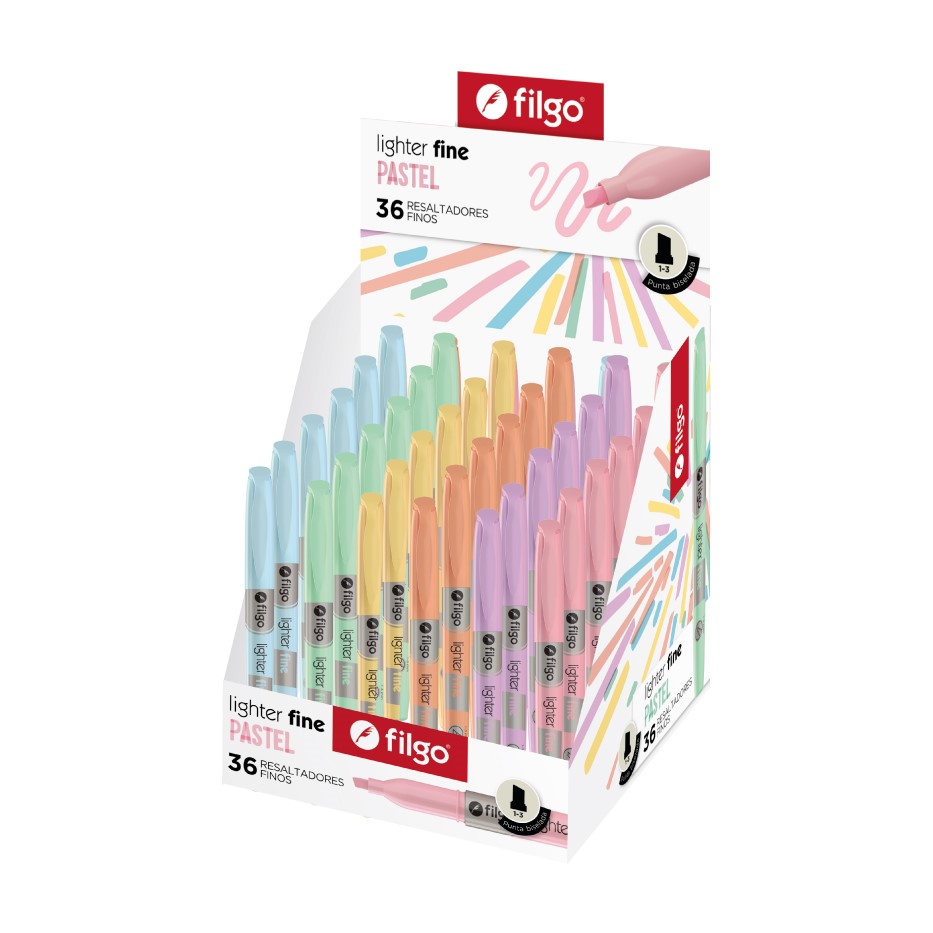 PACK RESALTADOR LIGHTER FINE FILGO DISPLAY X36 PASTEL