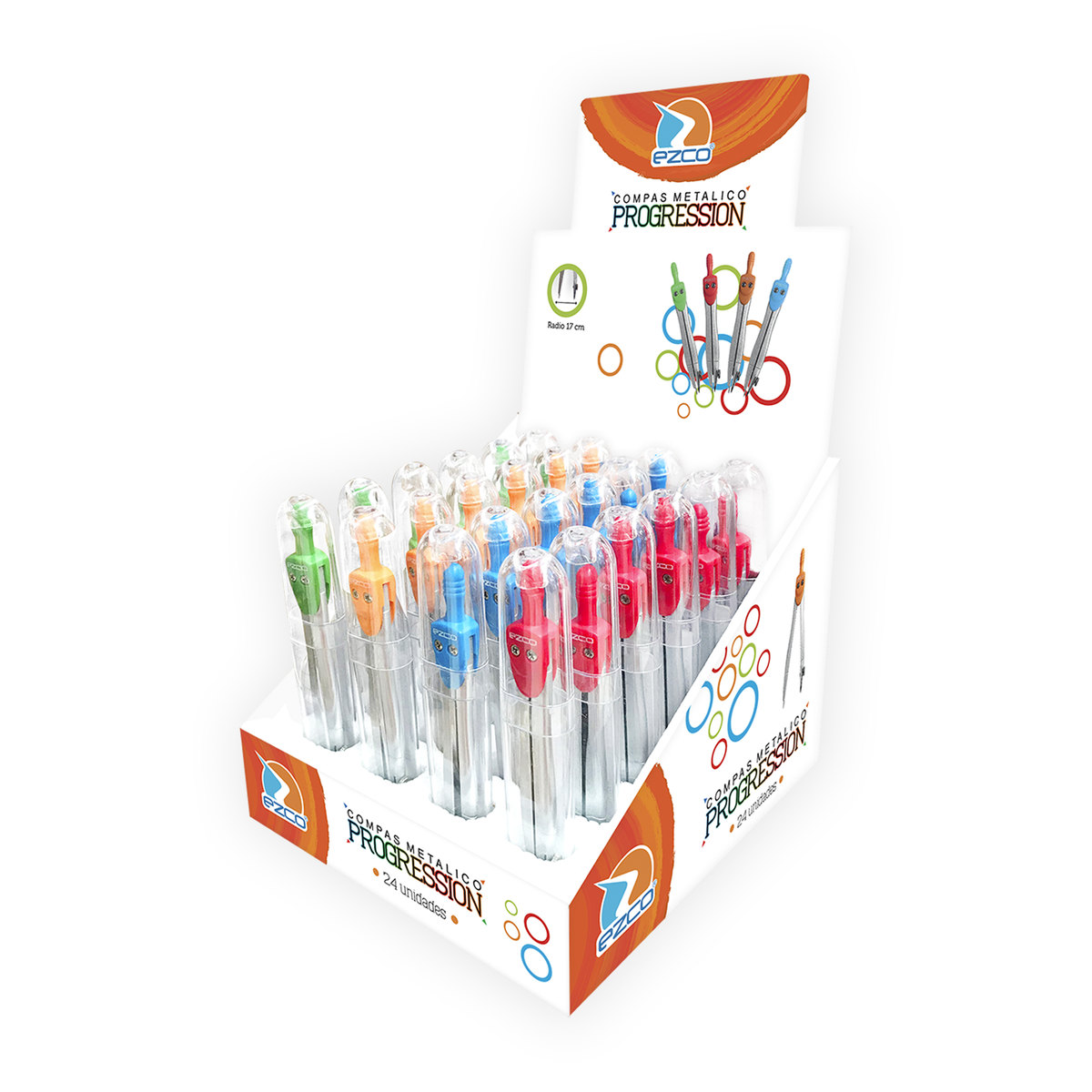 PACK COMPAS EZCO ESCOLAR METALICO PROGRESSION X24 UNI