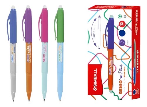 PACK ROLLER GEL BORRABLE SIMBALL GENIO PLUS FUN C/DOBLE GOMA X12 UNI