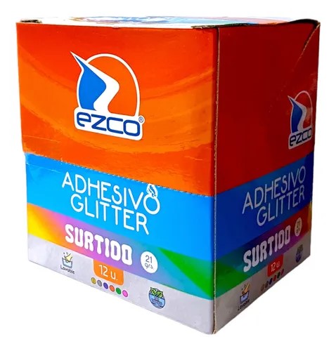 ADHESIVO EZCO GLITTER SURT 21GRS PACK X12U