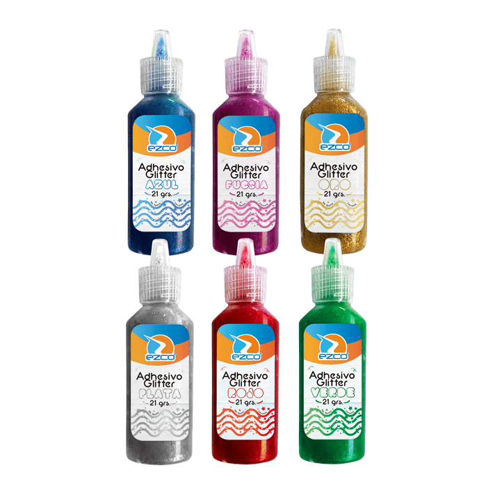 ADHESIVO EZCO GLITTER SURT 21GRS PACK X12U