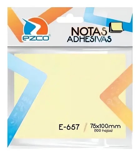 NOTAS ADHESIVA EZCO E-657 75X100MM X100 HJS AMARILLAS