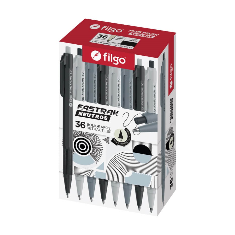 PACK BOLIGRAFO FILGO RETRACTIL FASTRAK NEUTROS TINTA NEGRA X36U