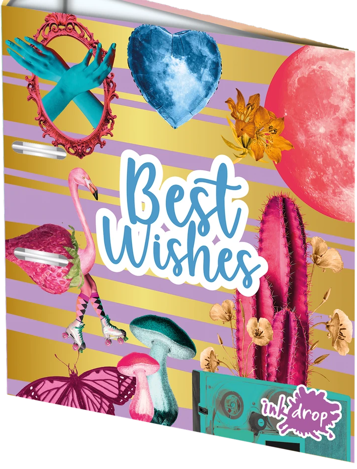 CARPETA INKDROP 3X40 CON 3 ANILLOS - COLLAGE - BEST WISHES