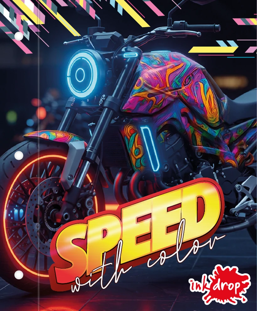 CARPETA INKDROP 3X40 CON 3 ANILLOS - MOTO - SPEED WITH COLOR