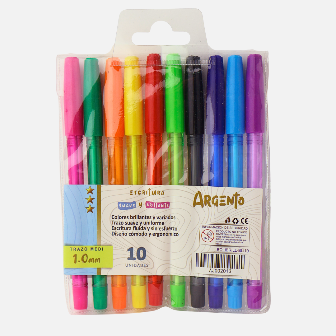 BOLIGRAFOS DE COLORES ARGENTO X10