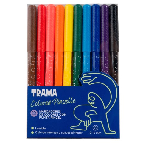 MARCADORES TRAMA ESCOLAR AL AGUA PUNTA PINCEL X10 SURT