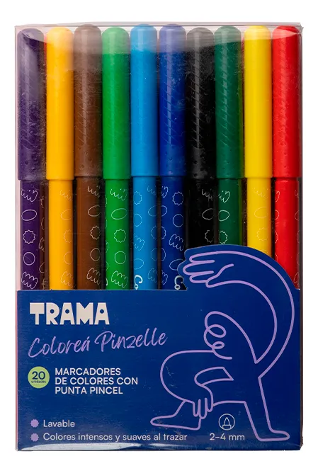 MARCADORES TRAMA ESCOLAR AL AGUA PUNTA PINCEL X20 SURT