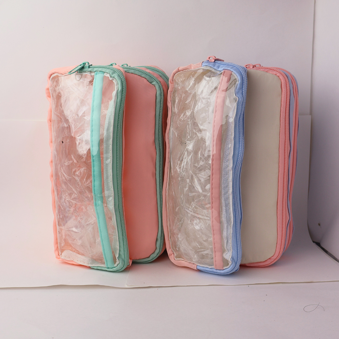 BULTO CARTUCHERA DOBLE POCKET ARGENTO X48 UND