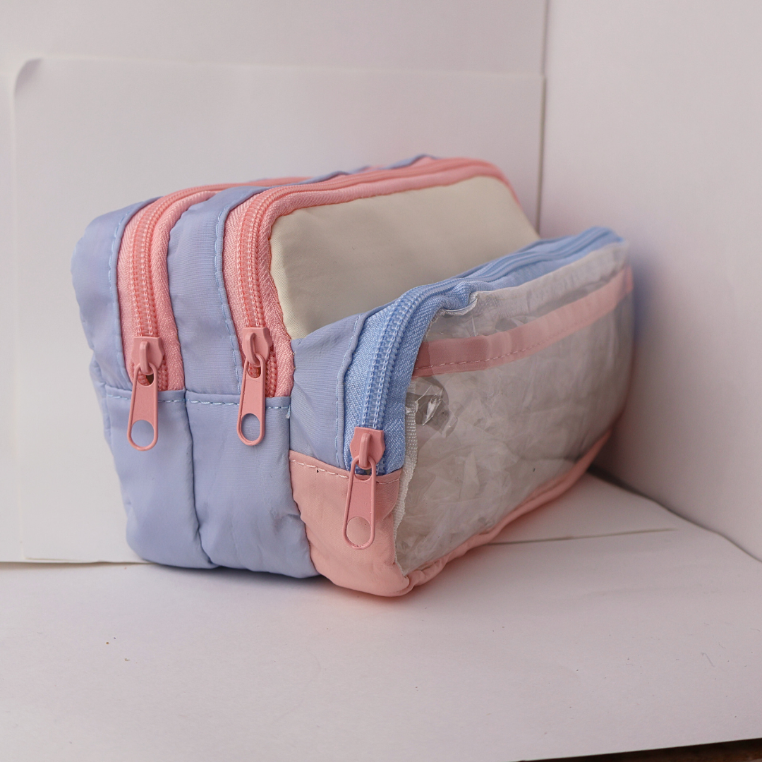 BULTO CARTUCHERA DOBLE POCKET ARGENTO X48 UND