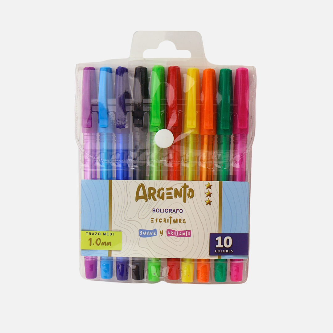 BULTO DE BOLIGRAFO DE COLORES ARGENTO X 10 SURT X288 ESTUCHE