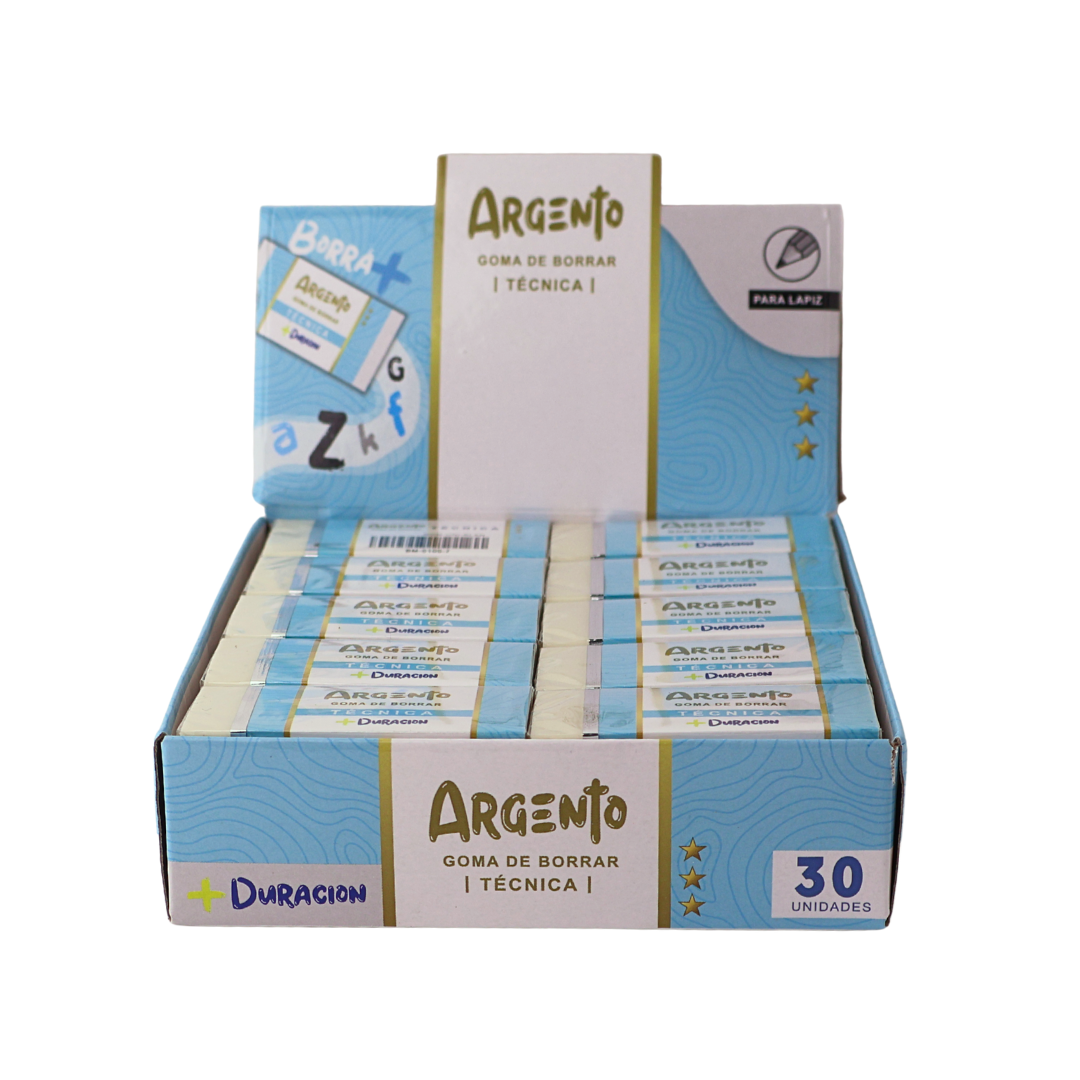 BULTO GOMA DE BORRAR TECNICA ARGENTO X30 UND X40 PACK