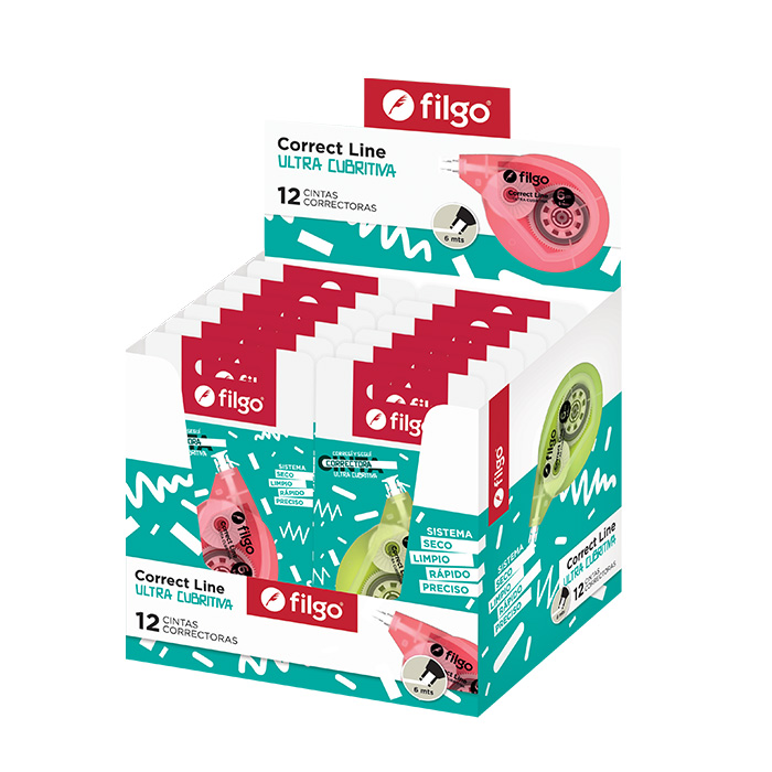 PACK CINTA CORRECTORA CORRECT LINE 506 FILGO DISPLAY X12und X6 METROS