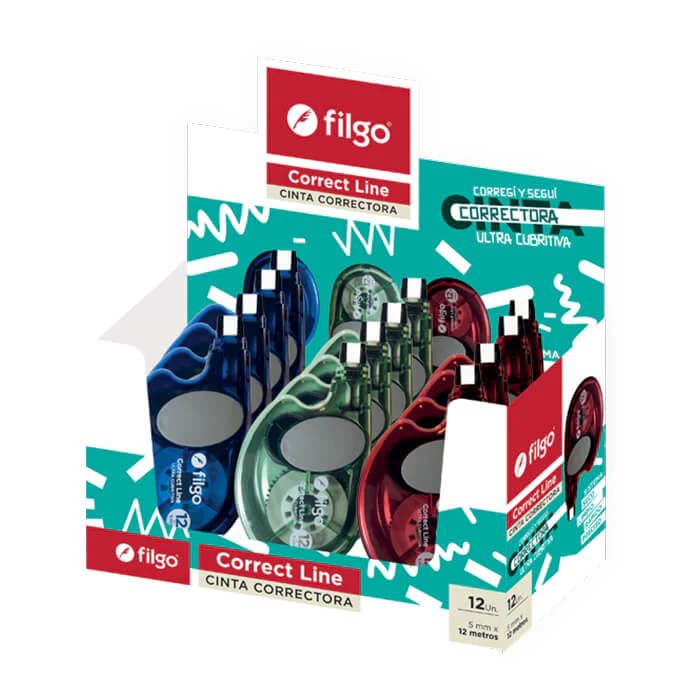 CINTA CORRECTORA FILGO X12 METROS PACK X12 UND