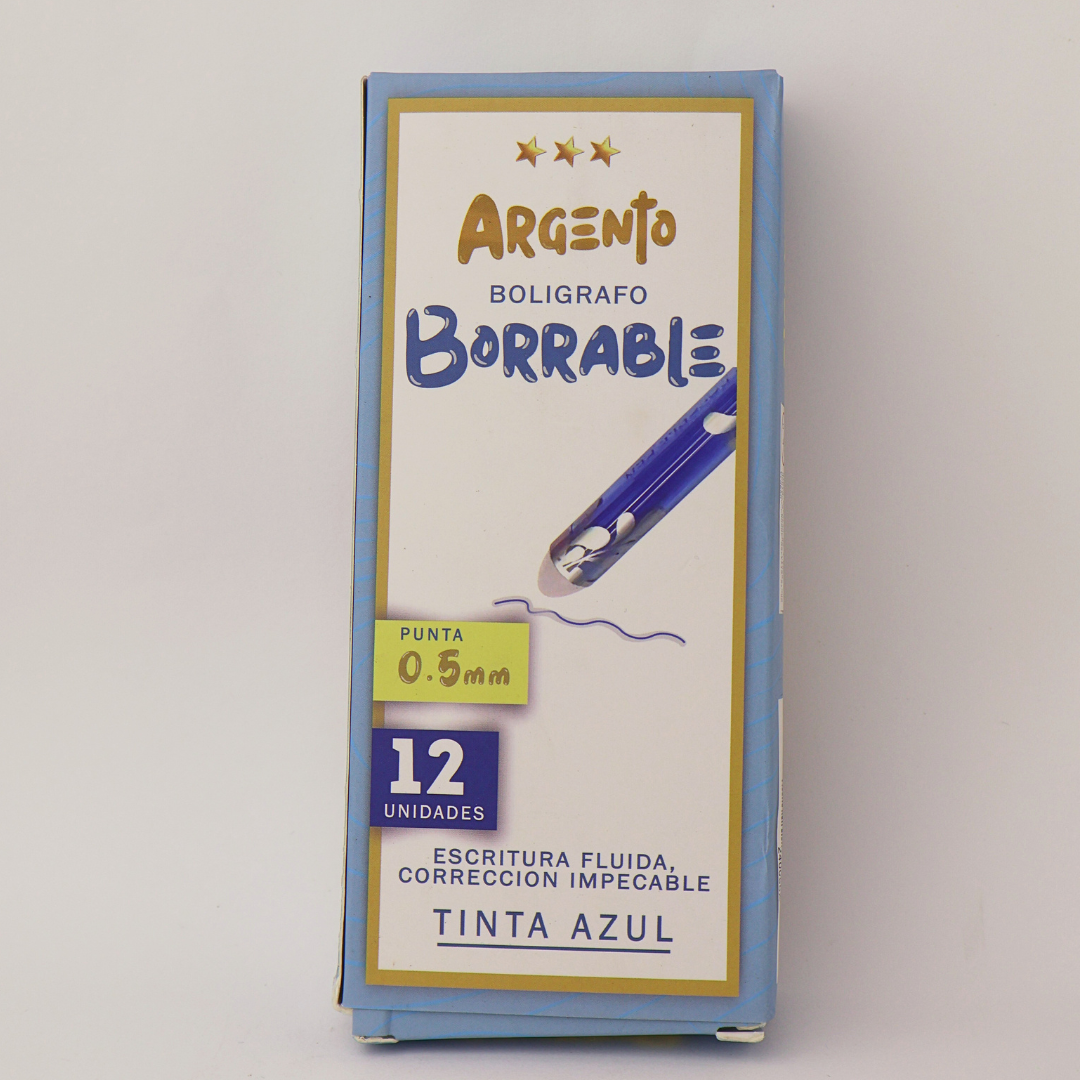 PACK DE BOLIGRAFO BORRABLE ARGENTO X12