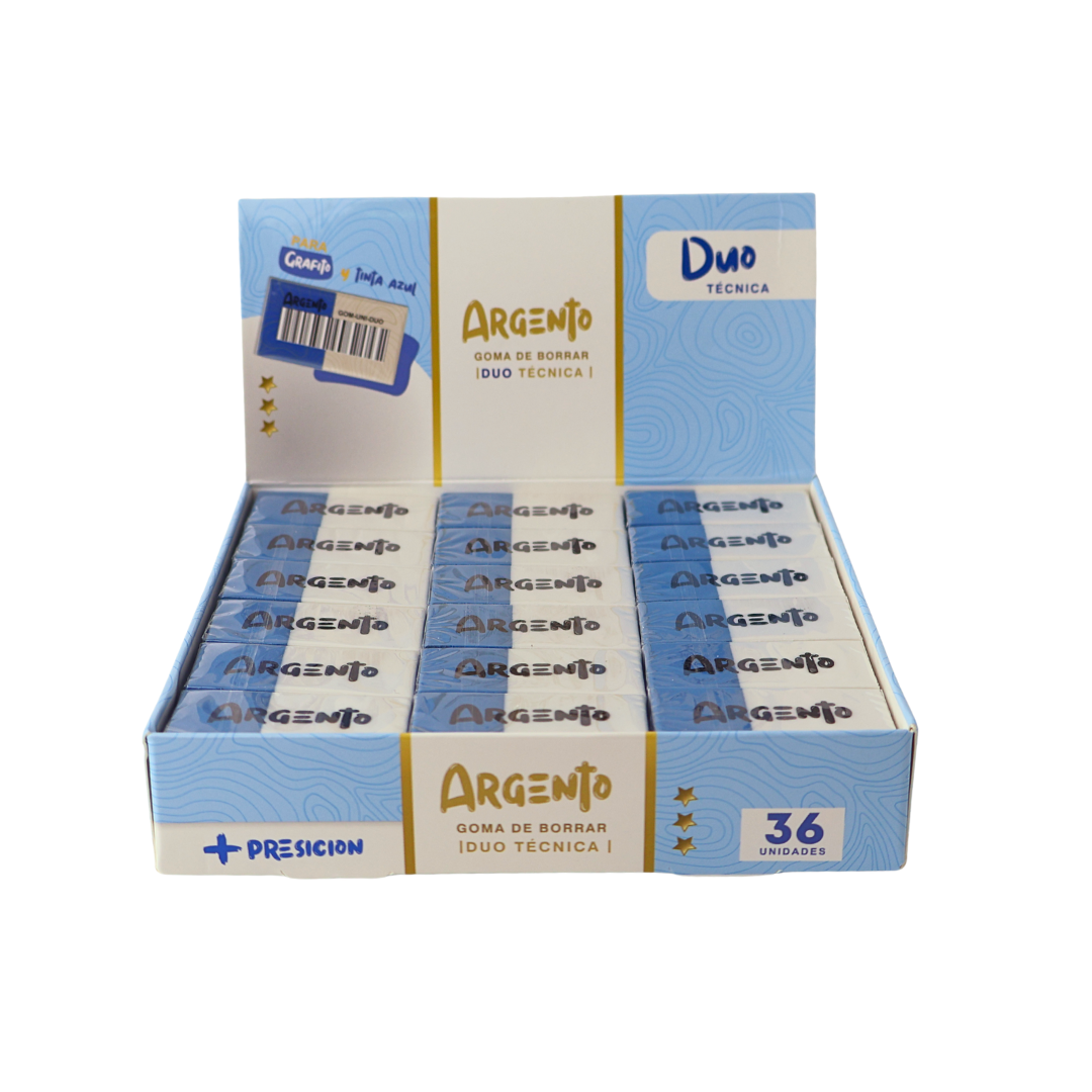 PACK GOMA DE BORRAR DUO TECNICA ARGENTO X36 UND