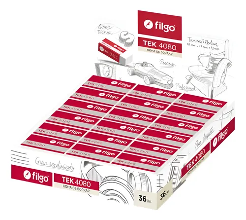 PACK GOMA DE BORRAR FILGO TEK 4080 X36 UNI